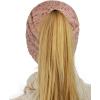 imageCC BeanieTail Soft Stretch Cable Knit Messy High Bun Ponytail Beanie HatConfetti Indi Pink
