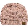 imageCC BeanieTail Soft Stretch Cable Knit Messy High Bun Ponytail Beanie HatConfetti Indi Pink