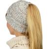 imageCC BeanieTail Soft Stretch Cable Knit Messy High Bun Ponytail Beanie HatConfetti Ivory