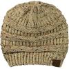 imageCC BeanieTail Soft Stretch Cable Knit Messy High Bun Ponytail Beanie HatConfetti Latte
