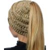 imageCC BeanieTail Soft Stretch Cable Knit Messy High Bun Ponytail Beanie HatConfetti Latte
