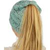 imageCC BeanieTail Soft Stretch Cable Knit Messy High Bun Ponytail Beanie HatConfetti Mint
