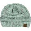imageCC BeanieTail Soft Stretch Cable Knit Messy High Bun Ponytail Beanie HatConfetti Mint