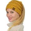imageCC BeanieTail Soft Stretch Cable Knit Messy High Bun Ponytail Beanie HatConfetti Mustard