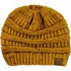 imageCC BeanieTail Soft Stretch Cable Knit Messy High Bun Ponytail Beanie HatConfetti Mustard