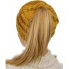 imageCC BeanieTail Soft Stretch Cable Knit Messy High Bun Ponytail Beanie HatConfetti Mustard