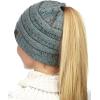 imageCC BeanieTail Soft Stretch Cable Knit Messy High Bun Ponytail Beanie HatConfetti Natural Gray