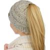 imageCC BeanieTail Soft Stretch Cable Knit Messy High Bun Ponytail Beanie HatConfetti Oatmeal