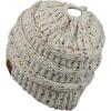 imageCC BeanieTail Soft Stretch Cable Knit Messy High Bun Ponytail Beanie HatConfetti Oatmeal