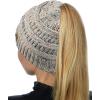 imageCC BeanieTail Soft Stretch Cable Knit Messy High Bun Ponytail Beanie HatConfetti Oatmeal Mix