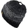 imageCC BeanieTail Soft Stretch Cable Knit Messy High Bun Ponytail Beanie HatConfetti Ombre Black