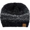 imageCC BeanieTail Soft Stretch Cable Knit Messy High Bun Ponytail Beanie HatConfetti Ombre Black
