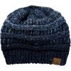 imageCC BeanieTail Soft Stretch Cable Knit Messy High Bun Ponytail Beanie HatConfetti Ombre Navy