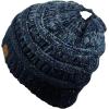 imageCC BeanieTail Soft Stretch Cable Knit Messy High Bun Ponytail Beanie HatConfetti Ombre Navy