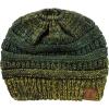 imageCC BeanieTail Soft Stretch Cable Knit Messy High Bun Ponytail Beanie HatConfetti Ombre Olive