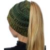 imageCC BeanieTail Soft Stretch Cable Knit Messy High Bun Ponytail Beanie HatConfetti Ombre Olive