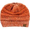 imageCC BeanieTail Soft Stretch Cable Knit Messy High Bun Ponytail Beanie HatConfetti Ombre Orange