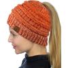 imageCC BeanieTail Soft Stretch Cable Knit Messy High Bun Ponytail Beanie HatConfetti Ombre Orange