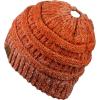 imageCC BeanieTail Soft Stretch Cable Knit Messy High Bun Ponytail Beanie HatConfetti Ombre Orange