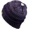 imageCC BeanieTail Soft Stretch Cable Knit Messy High Bun Ponytail Beanie HatConfetti Purple Mix