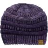 imageCC BeanieTail Soft Stretch Cable Knit Messy High Bun Ponytail Beanie HatConfetti Purple Mix