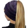 imageCC BeanieTail Soft Stretch Cable Knit Messy High Bun Ponytail Beanie HatConfetti Purple Mix