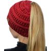 imageCC BeanieTail Soft Stretch Cable Knit Messy High Bun Ponytail Beanie HatConfetti Red Mix