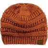 imageCC BeanieTail Soft Stretch Cable Knit Messy High Bun Ponytail Beanie HatConfetti Rust