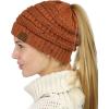 imageCC BeanieTail Soft Stretch Cable Knit Messy High Bun Ponytail Beanie HatConfetti Rust