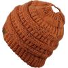 imageCC BeanieTail Soft Stretch Cable Knit Messy High Bun Ponytail Beanie HatConfetti Rust