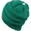 imageCC BeanieTail Soft Stretch Cable Knit Messy High Bun Ponytail Beanie HatConfetti Sea Green