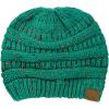 imageCC BeanieTail Soft Stretch Cable Knit Messy High Bun Ponytail Beanie HatConfetti Sea Green