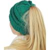 imageCC BeanieTail Soft Stretch Cable Knit Messy High Bun Ponytail Beanie HatConfetti Sea Green