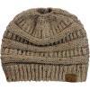 imageCC BeanieTail Soft Stretch Cable Knit Messy High Bun Ponytail Beanie HatConfetti Taupe