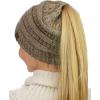 imageCC BeanieTail Soft Stretch Cable Knit Messy High Bun Ponytail Beanie HatConfetti Taupe