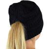 imageCC BeanieTail Soft Stretch Cable Knit Messy High Bun Ponytail Beanie HatCriss Cross Black