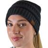 imageCC BeanieTail Soft Stretch Cable Knit Messy High Bun Ponytail Beanie HatCriss Cross Dark Melange Gray