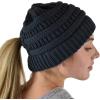 imageCC BeanieTail Soft Stretch Cable Knit Messy High Bun Ponytail Beanie HatCriss Cross Dark Melange Gray