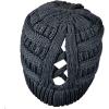 imageCC BeanieTail Soft Stretch Cable Knit Messy High Bun Ponytail Beanie HatCriss Cross Dark Melange Gray