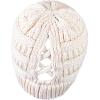 imageCC BeanieTail Soft Stretch Cable Knit Messy High Bun Ponytail Beanie HatCriss Cross Ivory