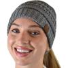 imageCC BeanieTail Soft Stretch Cable Knit Messy High Bun Ponytail Beanie HatCriss Cross Light Melange Gray