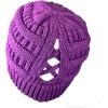 imageCC BeanieTail Soft Stretch Cable Knit Messy High Bun Ponytail Beanie HatCriss Cross Magenta Purple