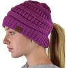 imageCC BeanieTail Soft Stretch Cable Knit Messy High Bun Ponytail Beanie HatCriss Cross Magenta Purple