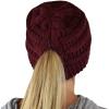 imageCC BeanieTail Soft Stretch Cable Knit Messy High Bun Ponytail Beanie HatCriss Cross Maroon