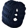 imageCC BeanieTail Soft Stretch Cable Knit Messy High Bun Ponytail Beanie HatCriss Cross Navy