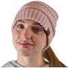 imageCC BeanieTail Soft Stretch Cable Knit Messy High Bun Ponytail Beanie HatCriss Cross Rose