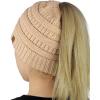 imageCC BeanieTail Soft Stretch Cable Knit Messy High Bun Ponytail Beanie HatDark Beige