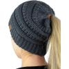 imageCC BeanieTail Soft Stretch Cable Knit Messy High Bun Ponytail Beanie HatDark Melange Gray
