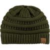 imageCC BeanieTail Soft Stretch Cable Knit Messy High Bun Ponytail Beanie HatDark Olive