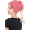 imageCC BeanieTail Soft Stretch Cable Knit Messy High Bun Ponytail Beanie HatDark Rose Mix